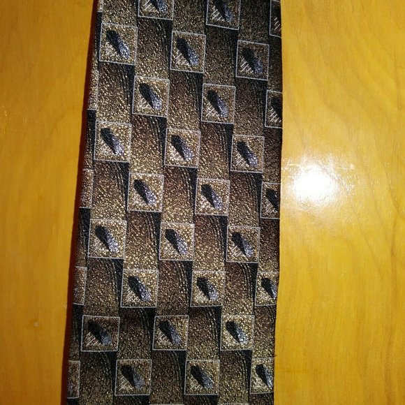 Axis Brown Pattern Checks Checkered Necktie Excell - Picture 2 of 3